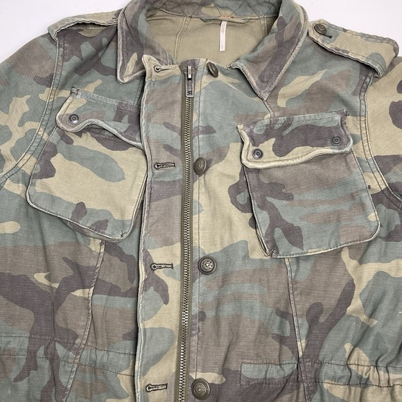 Free People Women's Large Green Camo Not Your Brothers Military Surplus Jacket - Picture 7 of 15